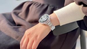 Bling Leather Band Compatible for Samsung Galaxy watch 9 8 40mm/44mm Crystal Replacement Strap for Galaxy Watch 8 Classic 46mm Women Beige/Silver