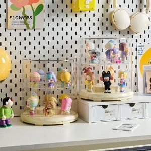 ZENGD ป้องกันฝุ่น กล่องเก็บฟิกเกอร์แอคชั่น โปร่งใส หมุนได้ ขาตั้งแสดงตุ๊กตาอะคริลิค ทนทาน ประหยัดพื้นที่ ขาตั้งแสดงสินค้า สำหรับบ้าน