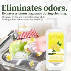K4393 冷压柠檬油浓缩洗洁精 (1套2瓶) / K4393 Cold Pressed Lemon Oil Concentrated Dishwashing Liquid (1 Set of 2 Bottles) / K4393 Sabun pinggan mangkuk pekat minyak lemon ditekan sejuk (1 set 2 botol)
