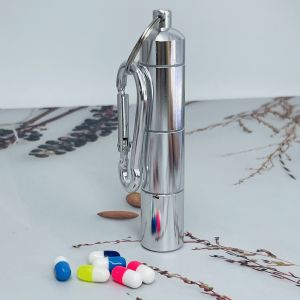 3 Compartment Waterproof Aluminum Keychain Medication Pill Box Portable Mini Travel Pill Boxes Medicine Vitamin Holder case
