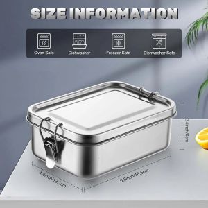4Pcs Stainless Steel Bento Metal Lunch Food Storage Containers with Lockable Clips Lunch Snack Boxes for WorkSchool2026