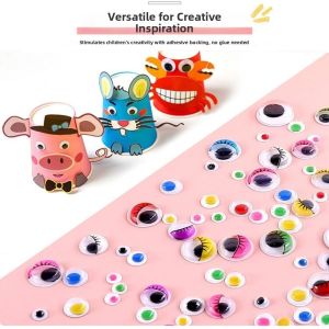 YUDESHUI Nhựa Mắt hoạt động của búp bê 3D có lông mi Đôi mắt chuyển động lắc lư Có lớp keo dán Đồ chơi nhồi bông cho trẻ em có mắt lông xù