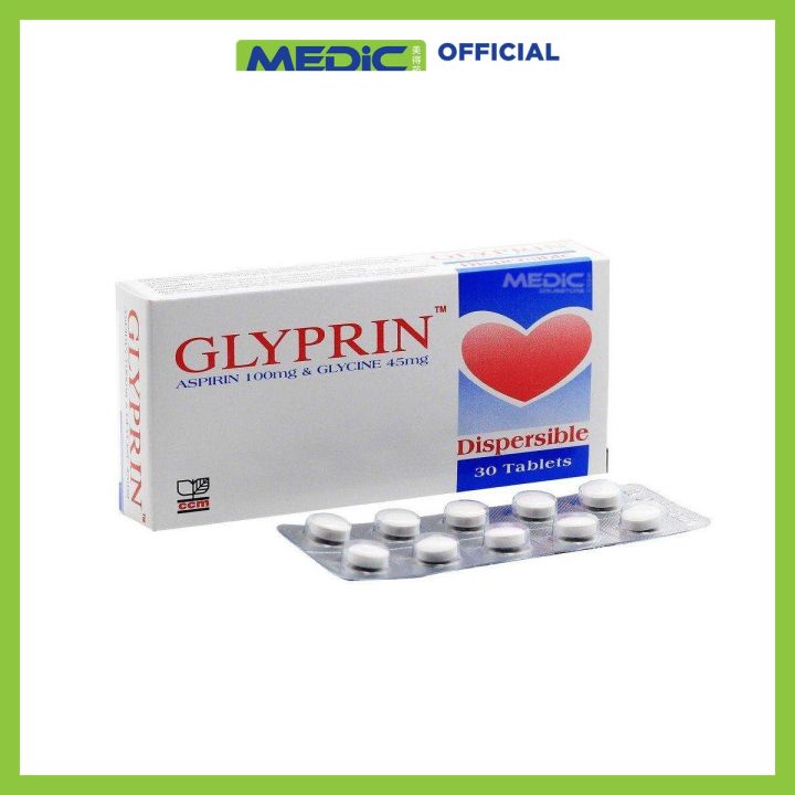[Bundle of 4] Glyprin Aspirin 100mg & Glycine 45mg 30s - By Medic Drugstore