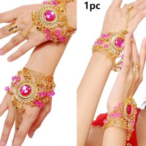 5210BIYU 1pc/1pair Multicolors Indian Dance Performance Bracelet Free Size Fashion Belly Dance Costumes Diamond Bracelet High Quality Performance Accessories Stage Performance Ring For Girl Bead Show