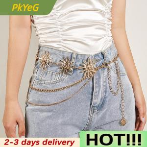 PkYeG Multilayer Punk Gothic Moon Sun Waist Chain Metal Belts For Women Dress Jewelry Waist Chain Waist Belts