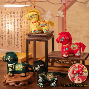 Joeyth chinese new year 2026 decorations新年装饰品2026 cny hanging decor cny decorations 2026 Refillable Zodiac Horse Sachet Brocade Embroidery Bag Horse Hanging Decoration Exquisite Zipper Design Mascot Pony Pendant Gift