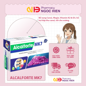 Canxi tảo biển ALCALFORTE MK7 bổ sung Canxi Magie Vitamin K2 & D3 hỗ trợ xương khỏe mạnh (30 viên)
