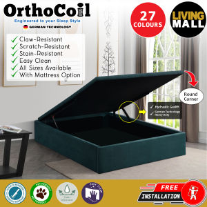 Living Mall OrthoCoil 12"/14"/16" Depth Storage Bed Base Pet Friendly Scratch-resistant Fabric - With Mattress Add-On