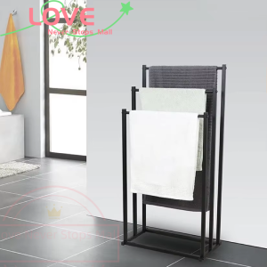 Floor standing towel rack punch-free three-layer vertical storage rack light luxury clothes rack
