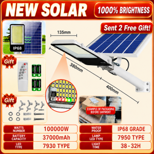 solar street light outdoor waterproof IP68 street lamp 9730LED solar light 300000W High brightness spotlight with remote control Decorate the garden courtyard Stable Lighting