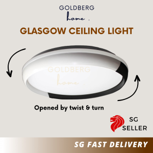 Glasgow Black and White LED 39cm 36W Ceiling Light - Twist & Turn open| Goldberg Home