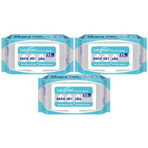 Combo 3 Bao Khăn Giấy Ướt Có Cồn Let-green 35 miếng/Bao