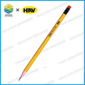 1Pcs HBW 001 Pencil Yellow Wooden Pencil With Eraser Hexagon Bar Student Stationery