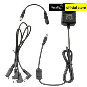 Musiclily Pro US Standard Power Supply Adapter DC 9V with 3 Way Daisy Chain Cable & Reverse Polarity Cord for Guitar Effect Pedals