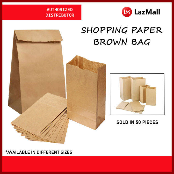 Shopping Paper Brown Bag 50 Pieces | Lazada PH