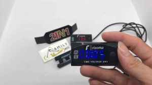 Volt Meter Aki Digital 2in1 Rizoma Original + Jam Digital Motor dan Mobil Universal