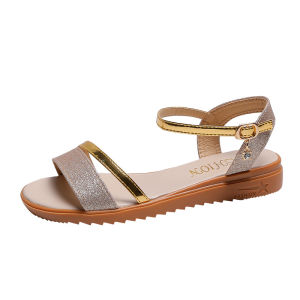 Free Shipping 2026 Summer New Collection: WomenS Wedge Sandals With Sequin Fish Mouth Design Fashionable Rhinestone Low-Heel Roman Sandals