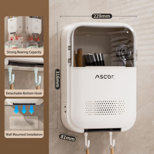 Tầm Nhìn Treo Tường Đũa Lưu Trữ Hộp Dao Kéo Lưu Trữ Hộp Với Rag Móc Áo Giỏ đựng đũa Hộ Gia Đình Muỗng Nĩa Giá dụng cụ nhà bếp Chủ