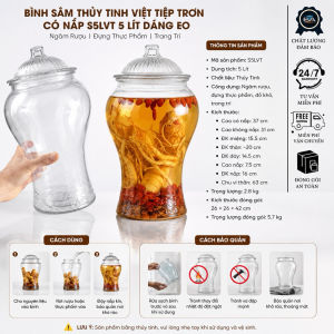 Bình Ngâm Rượu Thủy Tinh 5 Lít Có Nắp Dáng Eo Việt Tiệp S5LVT