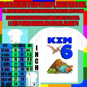 DINOSAUR DESIGN 2 PERSONALIZED BIRTHDAY T-SHIRT DESIGN CUSTOMIZED DESIGN IN TSHIRT WITH NAME SUBLIMATION PRINT WHITE SHIRT