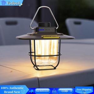 [Vodool Brand Center]LED Garden Decoration Lamp Waterproof Retro Camping Tent Lights Type-c Charging with Hook Battery Indicator for Outdoor Equipment