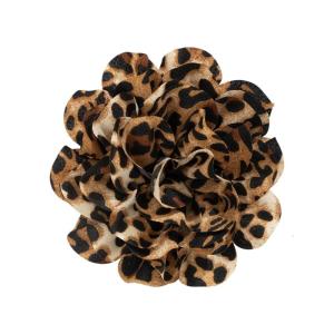 Stylish Leopard Pattern Floral Duckbill Clip Brooch Fabric Flower Lapel Pin Handmade Clothing Accessory for Trendy Women