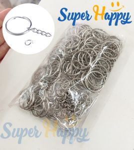 พวงกุญแจมีโซ่(Set 50/100 ตัว) ขนาดห่วง25MM พร้อมห่วงปลายกลม สำหรับทำพวงกุญแจ DIY