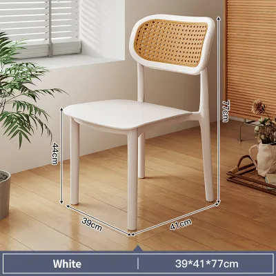 Nordic Rattan Chair Stackable Dining Chair Home Modern Simple Plastic Back Chair Kerusi Ruang Makan Kerusi Kopi