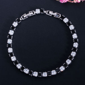 SEQUITO Gorgeous Women Jewelry Silver Plated Pave Setting Purple White AAA Square Cubic Zirconia Elegant Bracelet Bangle Anniversary Gift B202