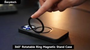 Sanptoch ốp Đứng Có Vòng Xoay 360 ° cho Iphone 15 / 14 / 13 Pro Max Ốp chống sốc tương thích với lớp magneti cho Iphone 15 plus giá đỡ vòng mờ CAS