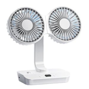 Double Sided Fan Desktop Oscillating Dual Fan Double Desktop Oscillating Fan USB Rechargeable 4 Gear Wind