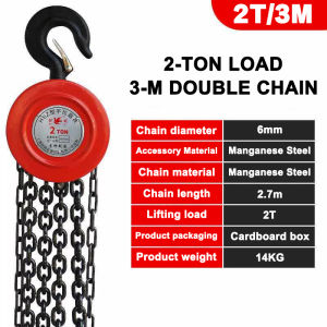Chain Block 1 Ton 2 Tons 3 Tons Heavy Duty Lifting With Handle Crane HoistChain Block Hoist Hooks Hand Lift Steel Chain Block Hoist Manual Hoist For Warehouse Building Automotive Machinery