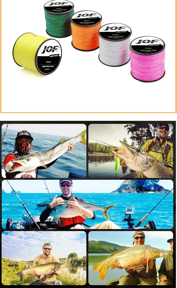 JOF Braided Fishing Line Carp Fishing Fly 4 Strand 300M 500M 1000M  Multicolor Japan Spinning Extreme PE Strong Weave 8-80LB
