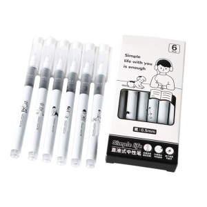 6 Pcs Black Ink Gel Pen 0.5mm Writing Pen Neutral Pen Signing Pen Gel Ink Pen Straight Liquid Pen for Writing