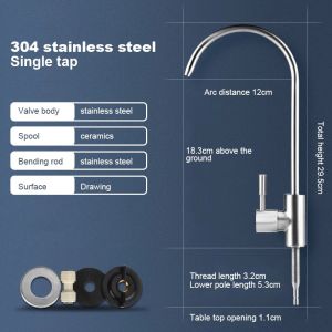 360° Rotatable Drinking Water Faucet 1/4" Stainless Steel Tap Kitchen Sink Reverse Osmosis Faucets