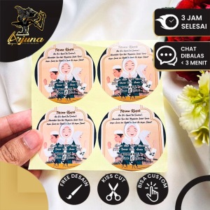 9-15 Arjuna Cetak Sticker Bulat Gift From Haji Label Hampers For Umroh Free Desain Custom Uk.Besar