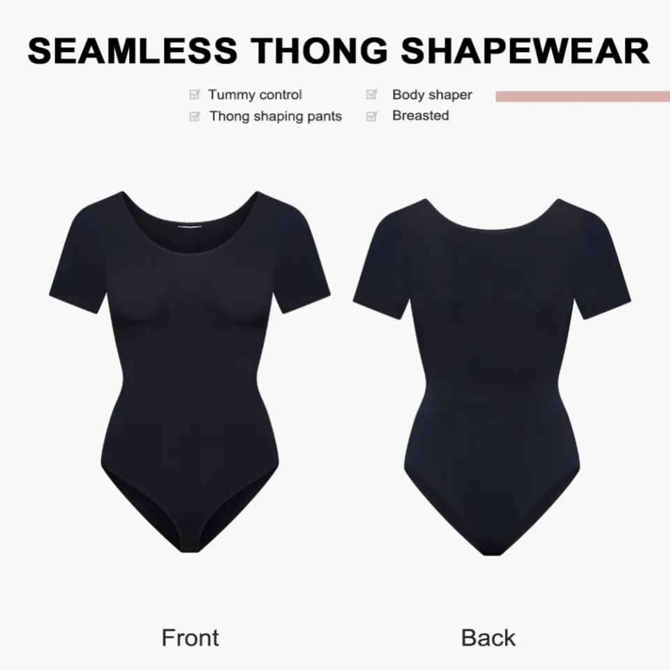 Women's New Short Sleeve Shapewear Tummy Control Seamless Thong