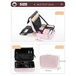 [SG Stock]Professional Make Up Box Cosmetic bag 3-Layer organizer female large make up portable travel storage bag professional makeup artist