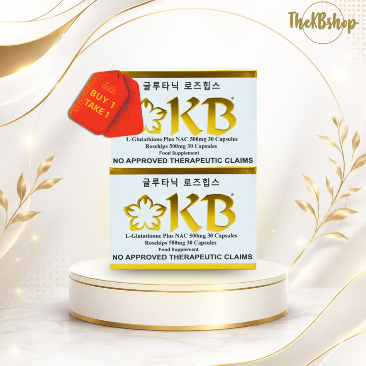 KB L-Glutathione Plus NAC 500mg x 30 Capsules + KB Rosehips 500mg x 30 Capsules | Buy 1 Take 1