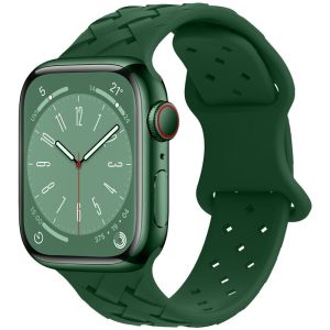 Silicone Braided Strap for Apple Watch 38mm 40mm 41mm 42mm 44mm 45mm 49mm Replacement Sport Breathable Band for iWatch Series 9/8/7/6/5/4/3/2/1 Ultra/2 SE Women Men