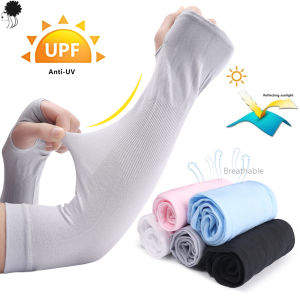 【small chrysanthemum】1pair Summer Sunscreen Sleeves Ice Sleeves Summer Sports Uv Protection Running Cycling Driving Reflective Sunscreen Outdoor Supply