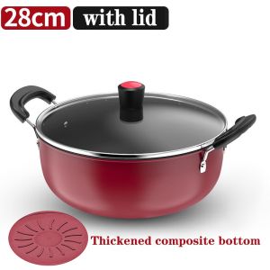 COD Stock Non-Stick Pan With Lid Frying Pan Wok Stainless Steel Pan Old Iron Pan Soup Pan Coated Frying,soup pot and frying pan