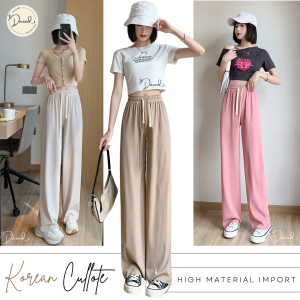 Dneeds - Korean Kulot Highwaist Import - Celana Cullote HW Loose Pants Trousers Grosir