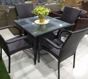 Outdoor rattan table and chair combination outdoor courtyard rattan chair rattan table 1Table+4Chair