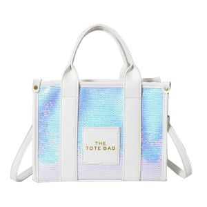 Korea TheToteBag Sequin Fashion Tote Bag Fashion Letter PU Handbag Shoulder Crossbody Bag