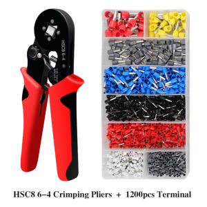 Crimping Tool Wire Ferrule Crimping Tool HSC8 6-4 SN-48B Self-adjustable Ratcheting Crimper for AWG23-10 0.25-6.0mm²