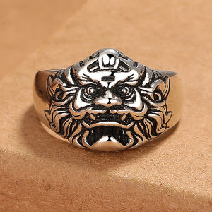 Cincin Retro Desain Raja ZhongKui Untuk Pria Wanita Model Terbuka