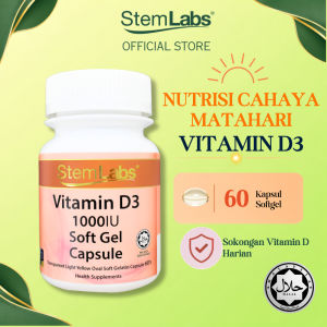 in stock StemLabs Vitamin D3 1000IU 60 Kapsul Suplemen Imuniti Tulang & Otot [JAKIM Halal  Kelulusan KKM]