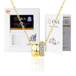 LOVETIA Kalung Luxury Double Circle Moissanite Necklace Perhiasan Sertifikat GRA Original XMZ132