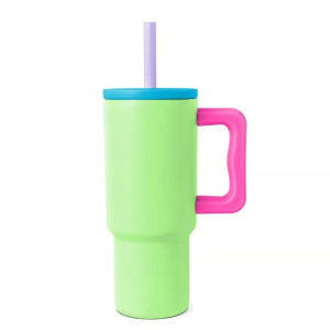 Gift 24oz Office Ice Blended Car Cup 710ML Coffee Cup with Handle Straw Drinkware Flask Portable Kids Cup